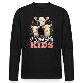 Goat Lover Kid Ranch Wool Farm Animal Farming - T-shirt manches longues Premium bio Homme - noir - Devant - Nico (187cm)
