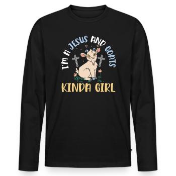 Goat Lover Kid Ranch Wool Farm Animal Farming - T-shirt manches longues Premium bio Homme - noir - Devant - Nico (187cm)