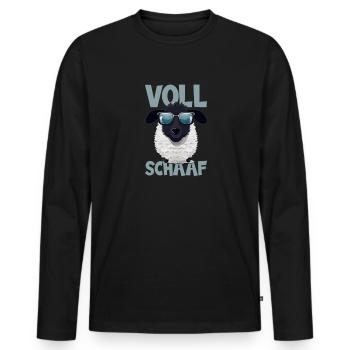 Coolness Pur - Voll Schaaf Comic Motiv - Männer Premium Bio Langarmshirt - Schwarz - Vorne - Nico (187cm)