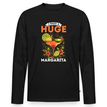 Margarita Lover Alcohol Drinker Mexican Cocktail - Men's Premium Organic Long Sleeve Shirt - black - Front - Nico (187cm)