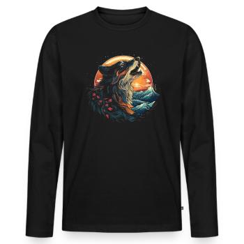Fenrir Wolf Wikinger Nordisch Nordmänner Odins Wolf - Männer Premium Bio Langarmshirt - Schwarz - Vorne - Nico (187cm)