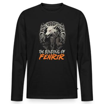 Fenrir Wolf Viking Norse Norsemen Odins Wolf - Men's Premium Organic Long Sleeve Shirt - black - Front - Nico (187cm)