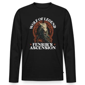 Fenrir Wolf Viking Normer Norsemen Odins Wolf - T-shirt manches longues Premium bio Homme - noir - Devant - Nico (187cm)
