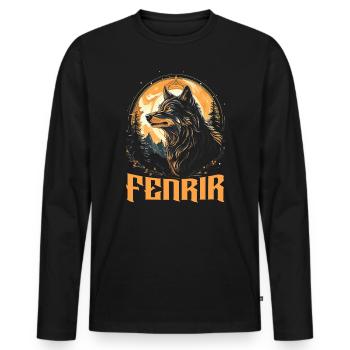 Fenrir Loup Viking Nordique Norsemen Odins Loup - T-shirt manches longues Premium bio Homme - noir - Devant - Nico (187cm)