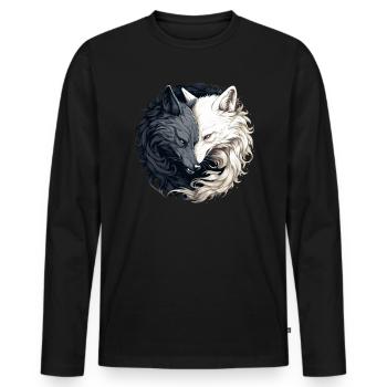 Fenrir Loup Viking Nordique Norsemen Odins Loup - T-shirt manches longues Premium bio Homme - noir - Devant - Nico (187cm)