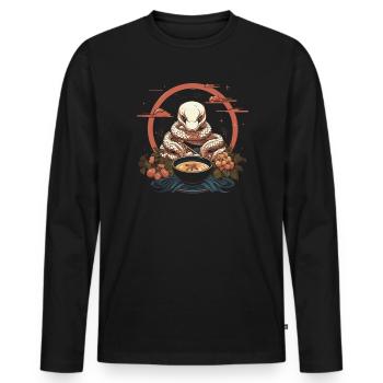 Albino Ball Phyton Boa Venimeux Albino Snake Ramen - T-shirt manches longues Premium bio Homme - noir - Devant - Nico (187cm)