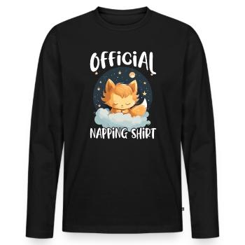 Sleeping Fox Sleepyhead Napping Sleep Fox Lover - Men's Premium Organic Long Sleeve Shirt - black - Front - Nico (187cm)