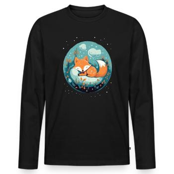 Sleeping Fox Sleepyhead Napping Sleep Fox Lover - Men's Premium Organic Long Sleeve Shirt - black - Front - Nico (187cm)