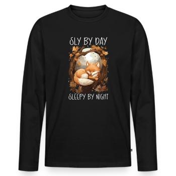 Sleeping Fox Sleepyhead Napping Sleep Fox Lover - Men's Premium Organic Long Sleeve Shirt - black - Front - Nico (187cm)