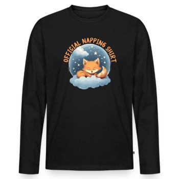 Sleeping Fox Sleepyhead Napping Sleep Fox Lover - Men's Premium Organic Long Sleeve Shirt - black - Front - Nico (187cm)