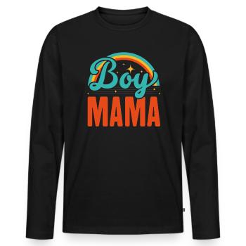 Boy Mom Best Mommy Ever Motherhood Fête des mères - T-shirt manches longues Premium bio Homme - noir - Devant - Nico (187cm)