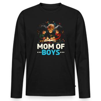 Junge Mama Beste Mama aller Zeiten Mutterschaft Muttertag - Männer Premium Bio Langarmshirt - Schwarz - Vorne - Nico (187cm)