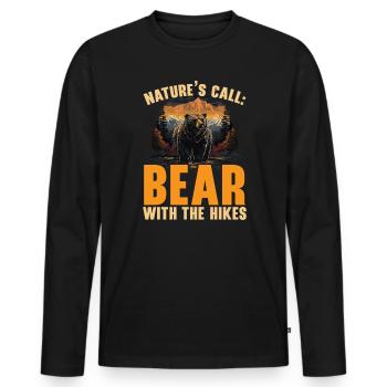 Bär Wandern Bergsteigen Wanderer Bärenliebhaber - Männer Premium Bio Langarmshirt - Schwarz - Vorne - Nico (187cm)