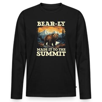Bär Wandern Bergsteigen Wanderer Bärenliebhaber - Männer Premium Bio Langarmshirt - Schwarz - Vorne - Nico (187cm)