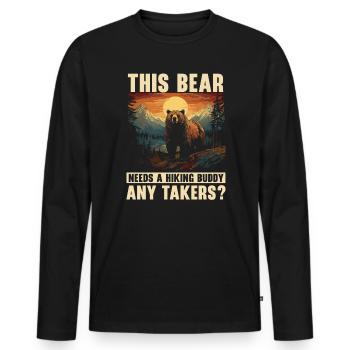 Ours Randonnée Escalade Randonneur Ours Amoureux - T-shirt manches longues Premium bio Homme - noir - Devant - Nico (187cm)