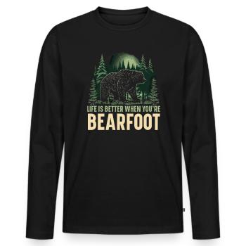 Bär Wandern Bergsteigen Wanderer Bärenliebhaber - Männer Premium Bio Langarmshirt - Schwarz - Vorne - Nico (187cm)
