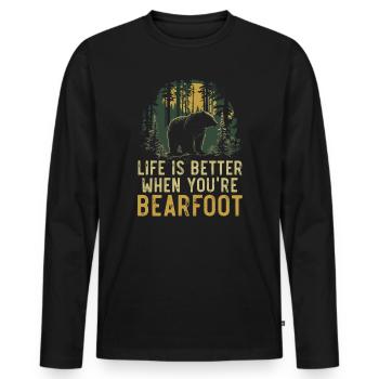 Bär Wandern Bergsteigen Wanderer Bärenliebhaber - Männer Premium Bio Langarmshirt - Schwarz - Vorne - Nico (187cm)