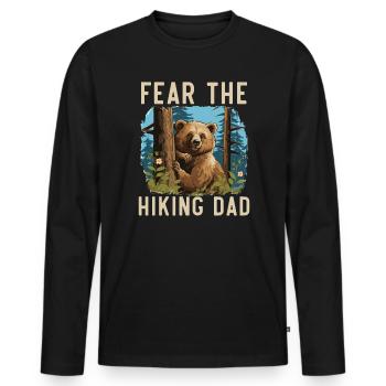 Bär Wandern Bergsteigen Wanderer Bärenliebhaber - Männer Premium Bio Langarmshirt - Schwarz - Vorne - Nico (187cm)