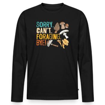 Mushroom Foraging Mycology Fungi Morel Hunting - Men's Premium Organic Long Sleeve Shirt - black - Front - Nico (187cm)
