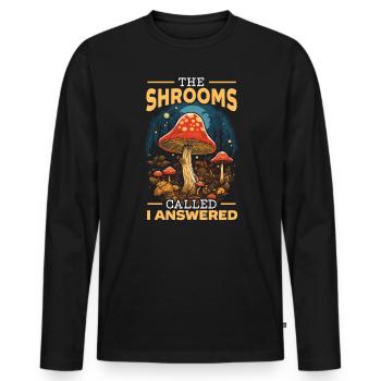 Pilzsuche Mykologie Pilze Morcheljagd - Männer Premium Bio Langarmshirt - Schwarz - Vorne - Nico (187cm)