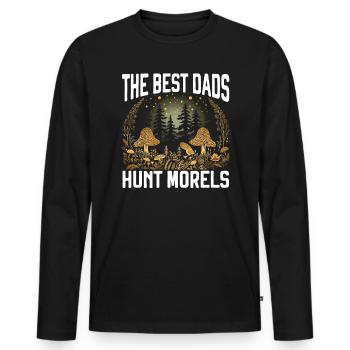 Champignon Cueillette Mycologie Champignons Chasse aux morilles - T-shirt manches longues Premium bio Homme - noir - Devant - Nico (187cm)