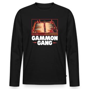 Backgammon Player Strategy Board Game Dice Game - Men's Premium Organic Long Sleeve Shirt - black - Front - Nico (187cm)
