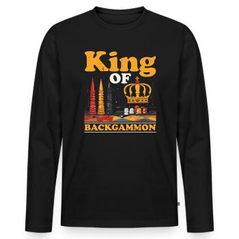 Backgammon Player Strategy Board Game Dice Game - Men's Premium Organic Long Sleeve Shirt - black - Front - Nico (187cm)