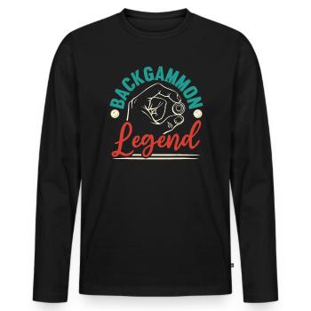 Backgammon Player Strategy Board Game Dice Game - Men's Premium Organic Long Sleeve Shirt - black - Front - Nico (187cm)