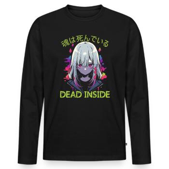 Dead Inside Sarcastic Gothic Skeleton Halloween - Men's Premium Organic Long Sleeve Shirt - black - Front - Nico (187cm)