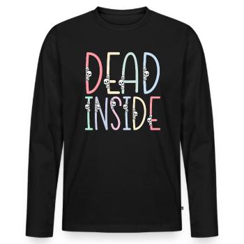 Dead Inside Sarcastic Gothic Skeleton Halloween - Men's Premium Organic Long Sleeve Shirt - black - Front - Nico (187cm)
