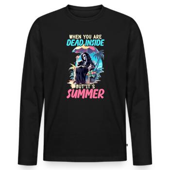 Dead Inside Sarcastic Gothic Skeleton Halloween - Men's Premium Organic Long Sleeve Shirt - black - Front - Nico (187cm)