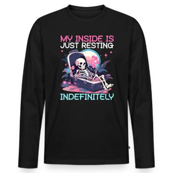 Dead Inside Sarcastic Gothic Skeleton Halloween - Men's Premium Organic Long Sleeve Shirt - black - Front - Nico (187cm)