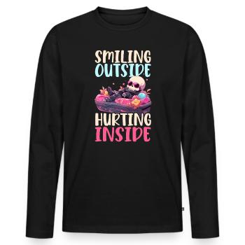 Dead Inside Sarcastic Gothic Skeleton Halloween - Men's Premium Organic Long Sleeve Shirt - black - Front - Nico (187cm)