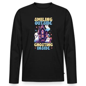 Dead Inside Sarcastic Gothic Skeleton Halloween - Men's Premium Organic Long Sleeve Shirt - black - Front - Nico (187cm)