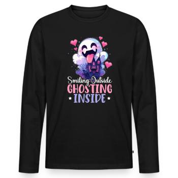 Dead Inside Sarcastic Gothic Skeleton Halloween - Men's Premium Organic Long Sleeve Shirt - black - Front - Nico (187cm)