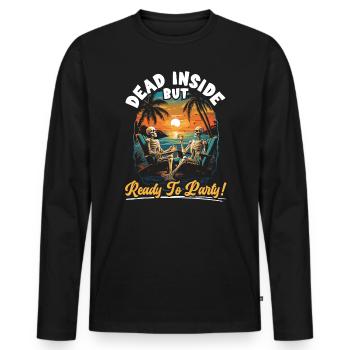 Dead Inside Sarcastic Gothic Skeleton Halloween - Men's Premium Organic Long Sleeve Shirt - black - Front - Nico (187cm)