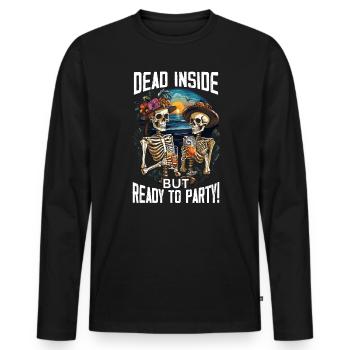 Dead Inside Sarcastic Gothic Skeleton Halloween - Men's Premium Organic Long Sleeve Shirt - black - Front - Nico (187cm)