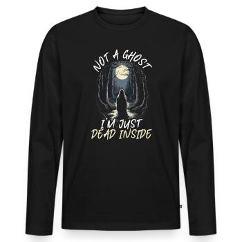 Dead Inside Sarcastic Gothic Skeleton Halloween - Men's Premium Organic Long Sleeve Shirt - black - Front - Nico (187cm)