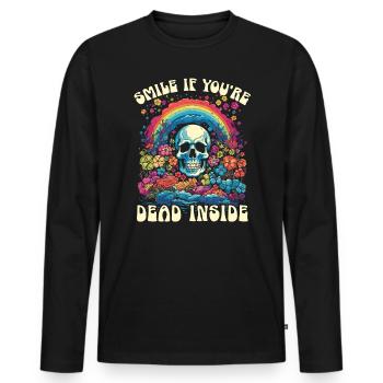 Dead Inside Sarcastic Gothic Skeleton Halloween - Men's Premium Organic Long Sleeve Shirt - black - Front - Nico (187cm)