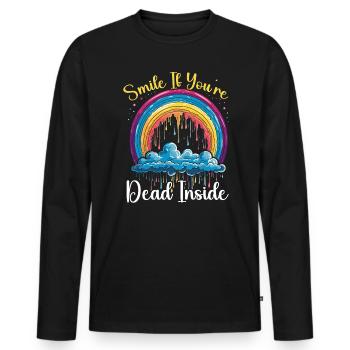 Dead Inside Sarcastic Gothic Skeleton Halloween - Men's Premium Organic Long Sleeve Shirt - black - Front - Nico (187cm)