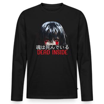 Dead Inside Sarcastic Gothic Skeleton Halloween - Men's Premium Organic Long Sleeve Shirt - black - Front - Nico (187cm)