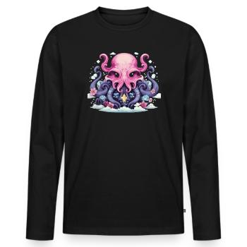Pastel Goth Lover Soft Grunge Octopus Esthétique - T-shirt manches longues Premium bio Homme - noir - Devant - Nico (187cm)