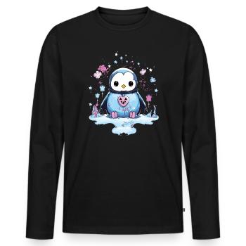 Pastel Goth Lover Soft Grunge Penguin Esthétique - T-shirt manches longues Premium bio Homme - noir - Devant - Nico (187cm)
