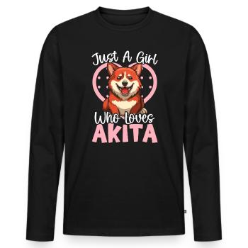 Akita Dog Lover Japanese Pup Breed Pet Owner Puppy - Men's Premium Organic Long Sleeve Shirt - black - Front - Nico (187cm)