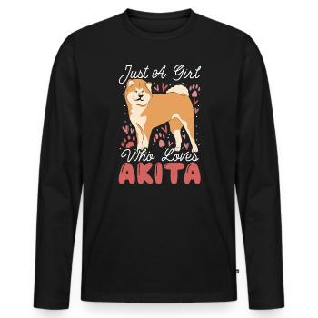 Akita Dog Lover Japanese Pup Breed Pet Owner Puppy - Men's Premium Organic Long Sleeve Shirt - black - Front - Nico (187cm)