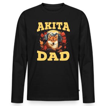 Akita Dog Lover Japanese Pup Breed Pet Owner Puppy - Men's Premium Organic Long Sleeve Shirt - black - Front - Nico (187cm)