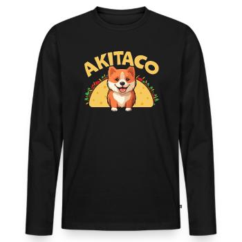 Akita Dog Lover Japanese Pup Breed Pet Puppy Taco - Men's Premium Organic Long Sleeve Shirt - black - Front - Nico (187cm)