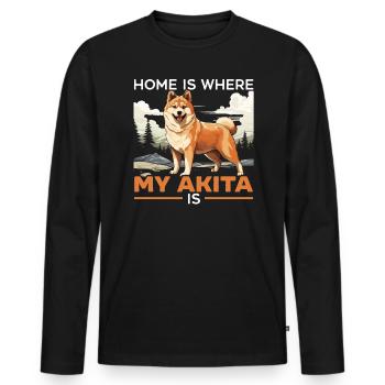Akita Dog Lover Japanese Pup Breed Pet Owner Puppy - Men's Premium Organic Long Sleeve Shirt - black - Front - Nico (187cm)