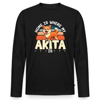 Akita Dog Lover Japanese Pup Breed Pet Owner Puppy - Men's Premium Organic Long Sleeve Shirt - black - Front - Nico (187cm)