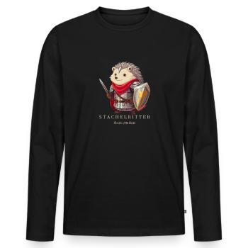 Spiked Knight Comic Hedgehog Knight Garden Guardian - T-shirt manches longues Premium bio Homme - noir - Devant - Nico (187cm)